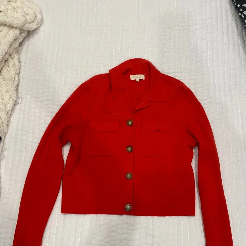 Sézane Betty Cardigan Coral Red - Picture 6 of 6